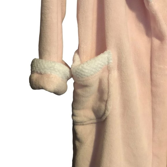 Jasmine Rose Intimates Extra Large Long Pink Rolled Collar Bath Robe - Picture 7 of 12